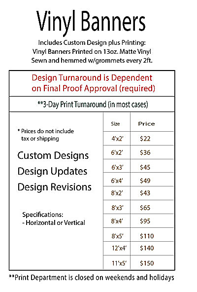 Vinyl Pricing Chart